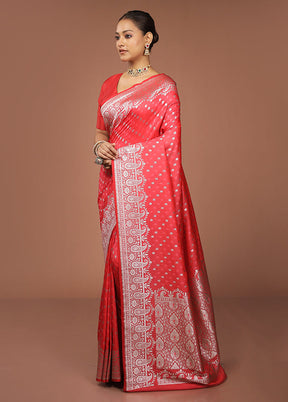 Red Katan Silk Saree With Blouse Piece
