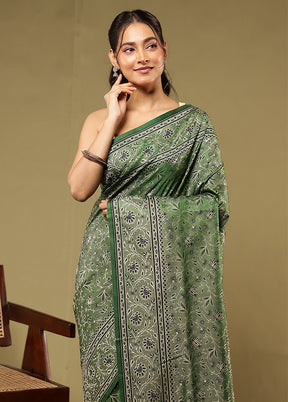 Green Katan Silk Saree With Blouse Piece