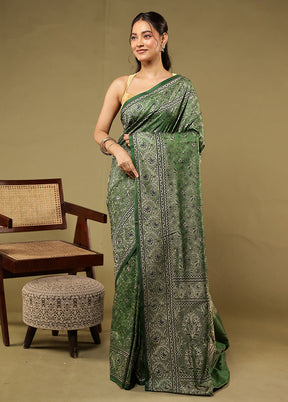 Green Katan Silk Saree With Blouse Piece