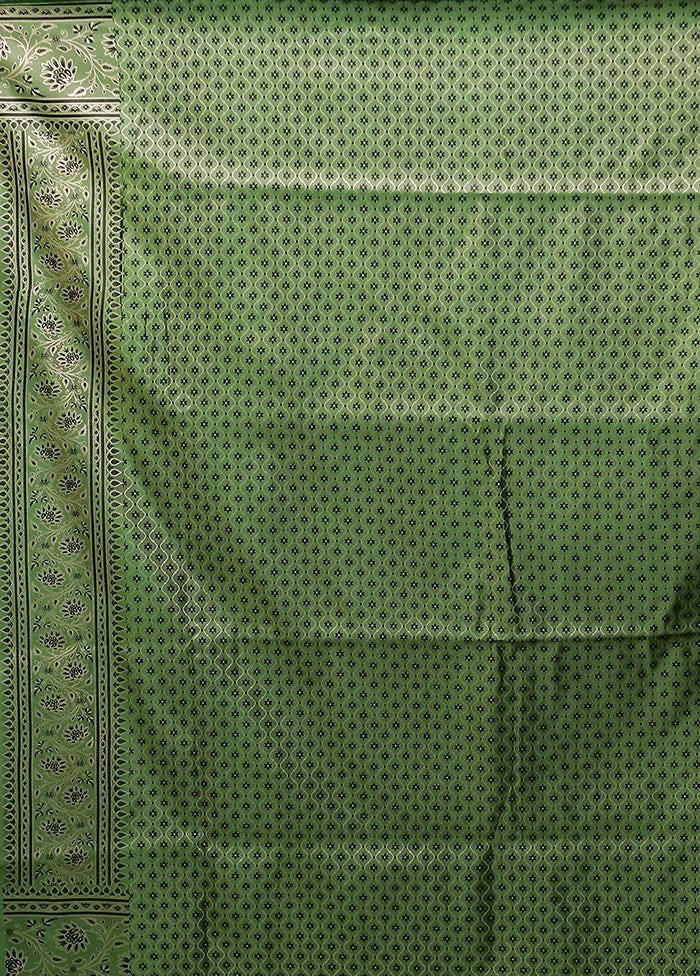 Green Katan Silk Saree With Blouse Piece