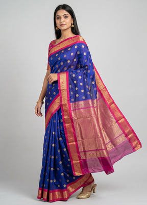 Purple Kanjivaram Silk Saree With Blouse Piece