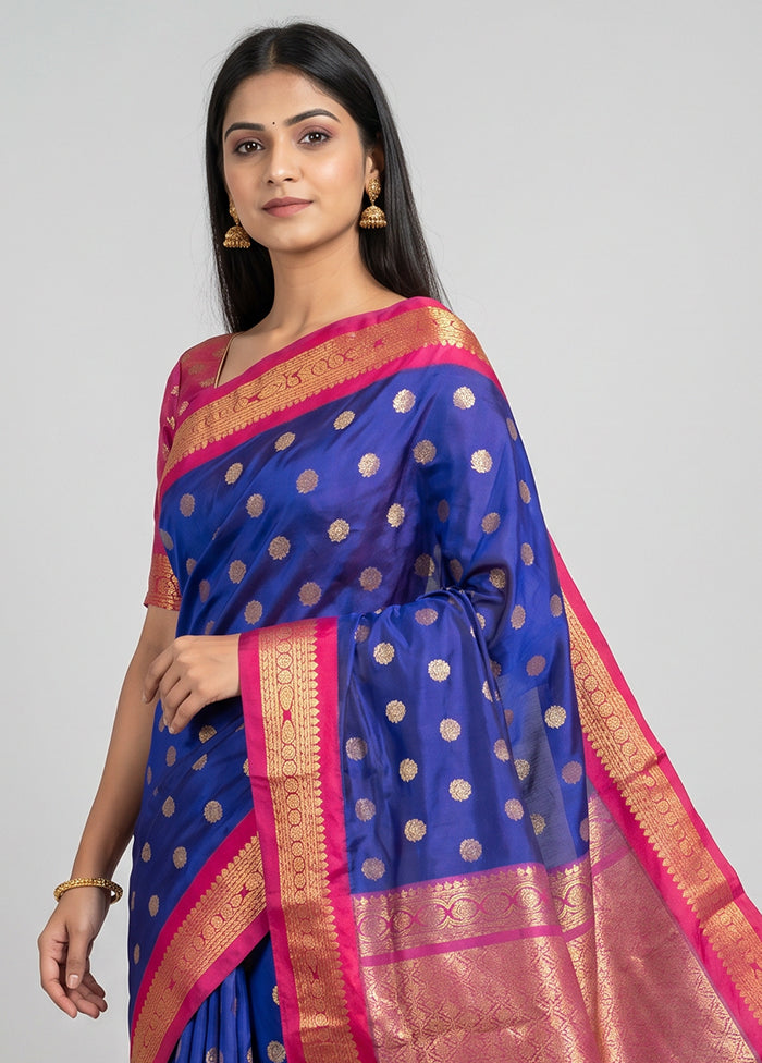 Purple Kanjivaram Silk Saree With Blouse Piece