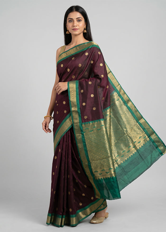 Maroon Kanjivaram Silk Saree With Blouse Piece