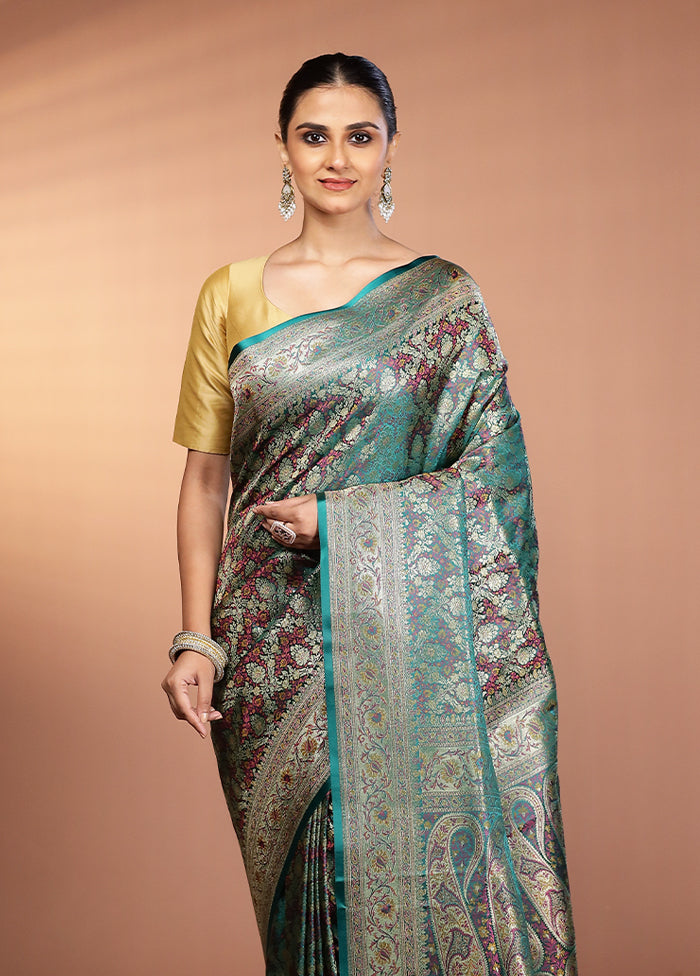 Green Handloom Tanchoi Pure Silk Saree With Blouse Piece