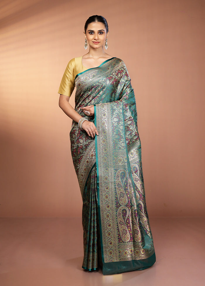 Green Handloom Tanchoi Pure Silk Saree With Blouse Piece