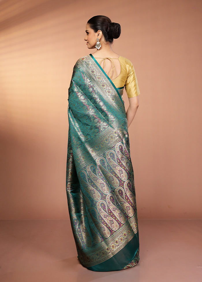 Green Handloom Tanchoi Pure Silk Saree With Blouse Piece