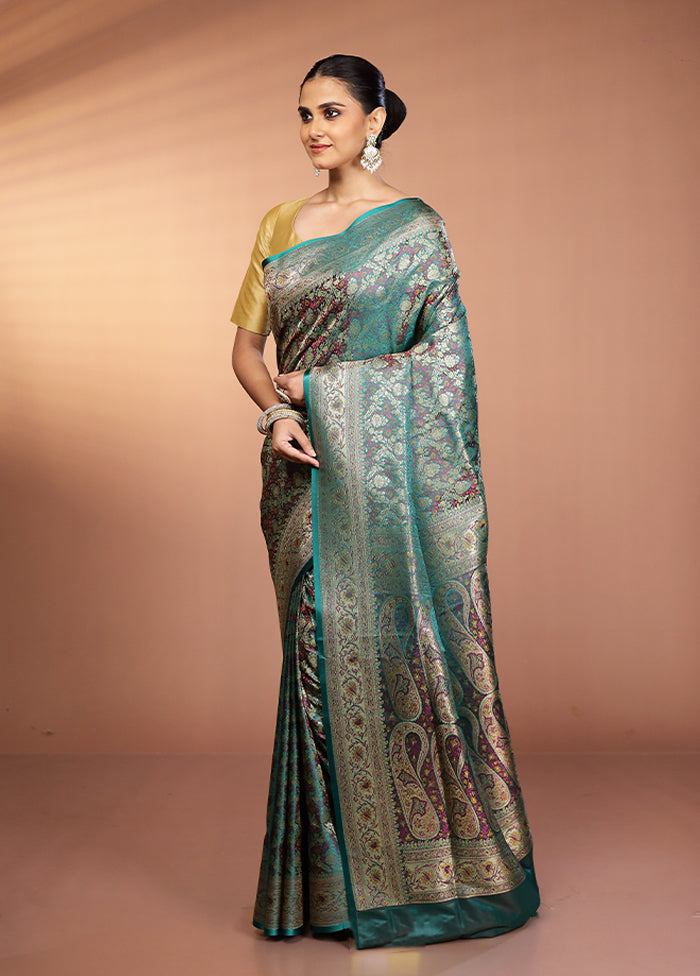Green Handloom Tanchoi Pure Silk Saree With Blouse Piece