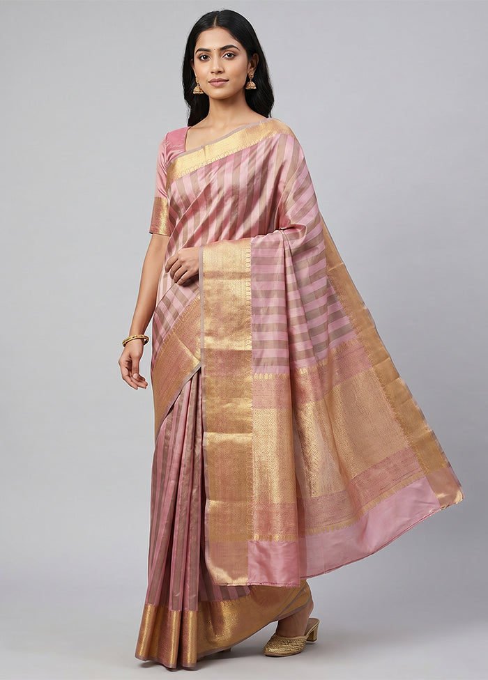 Pink Handloom Katan Pure Silk Saree With Blouse Piece