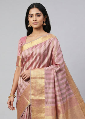 Pink Handloom Katan Pure Silk Saree With Blouse Piece