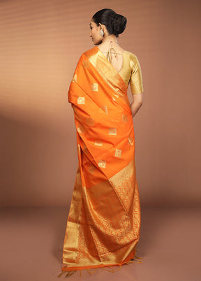 Orange Kanjivaram Silk Saree With Blouse Piece