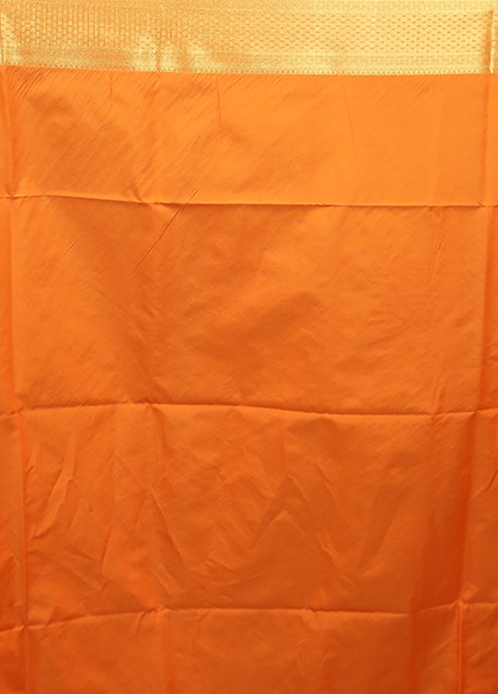 Orange Kanjivaram Silk Saree With Blouse Piece