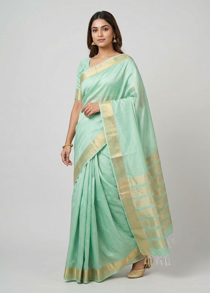 Green Kanjivaram Silk Saree With Blouse Piece