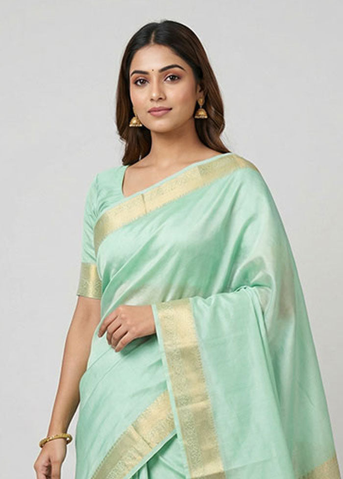 Green Kanjivaram Silk Saree With Blouse Piece