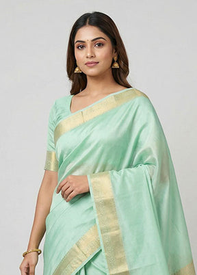 Green Kanjivaram Silk Saree With Blouse Piece