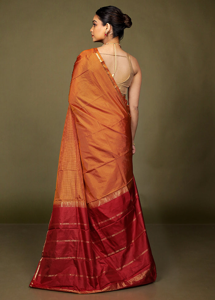 Yellow Handloom Kanjivaram Pure Silk Saree With Blouse Piece