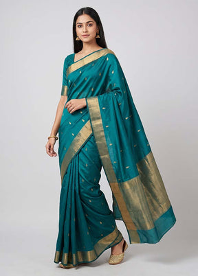 Green Kanjivaram Silk Saree With Blouse Piece