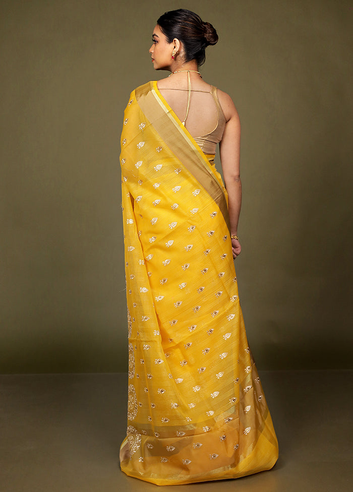 Yellow Kota Cotton Saree With Blouse Piece