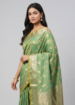 Green Dupion Silk Saree With Blouse Piece