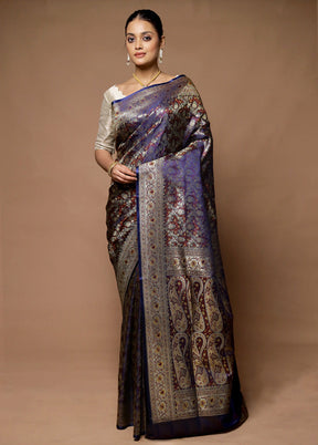 Blue Handloom Tanchoi Pure Silk Saree With Blouse Piece