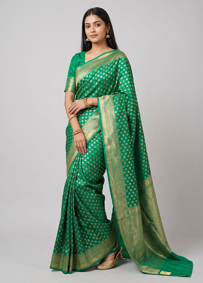 Green Handloom Katan Pure Silk Saree With Blouse Piece