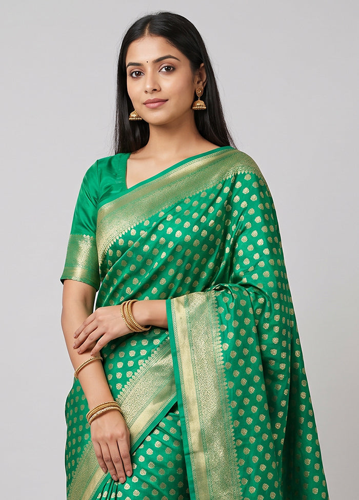 Green Handloom Katan Pure Silk Saree With Blouse Piece