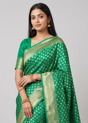 Green Handloom Katan Pure Silk Saree With Blouse Piece