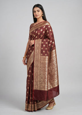 Maroon Uppada Silk Saree With Blouse Piece