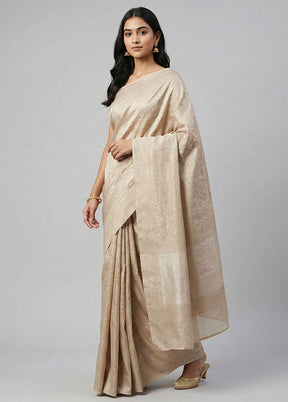 Cream Tissue Silk Saree With Blouse Piece