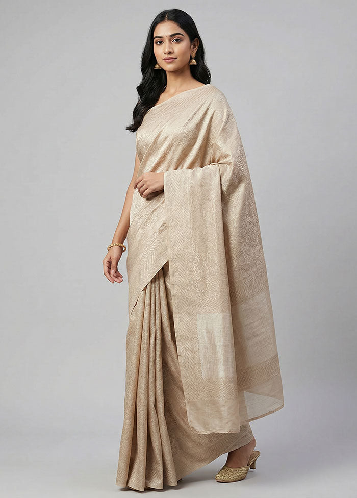 Cream Tissue Silk Saree With Blouse Piece