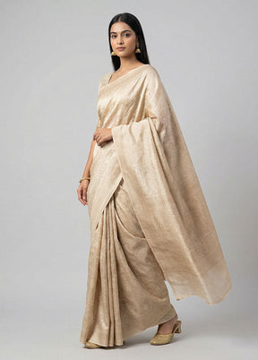 Cream Tissue Silk Saree With Blouse Piece