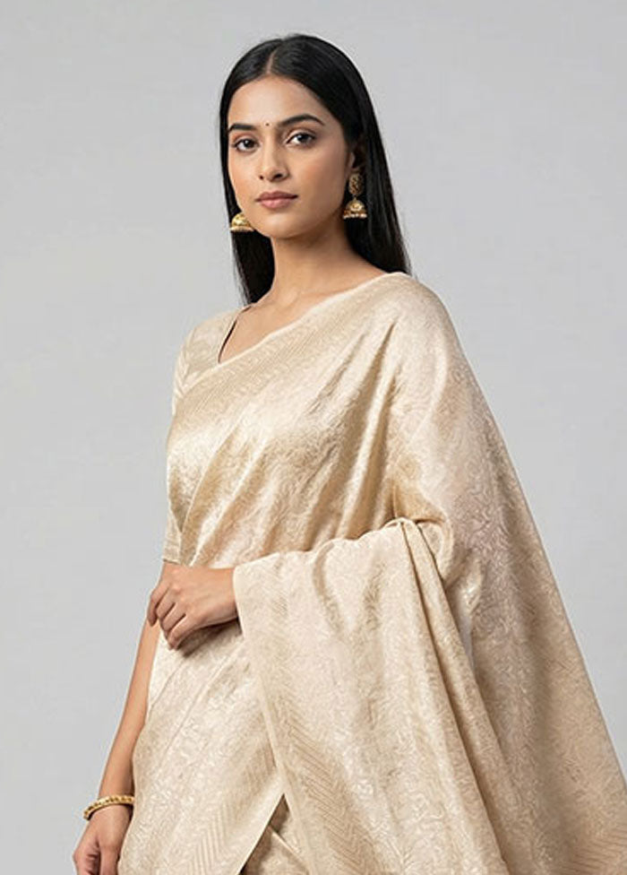 Cream Tissue Silk Saree With Blouse Piece