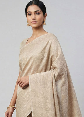 Cream Tissue Silk Saree With Blouse Piece