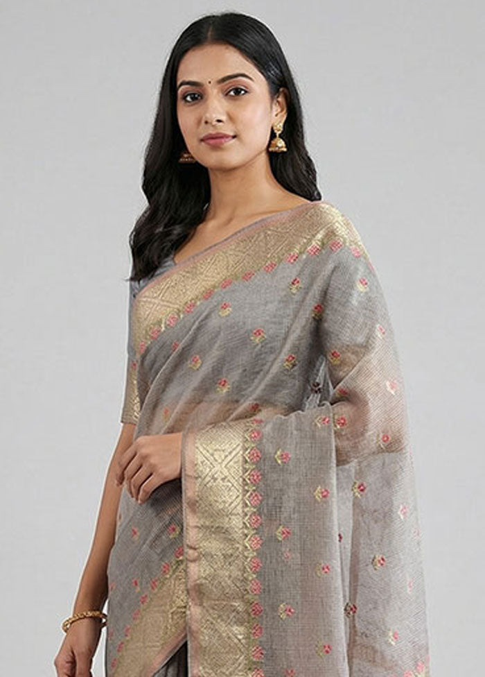 Cream Tissue Silk Saree With Blouse Piece