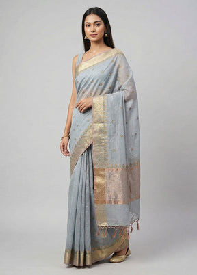 Blue Tissue Silk Saree With Blouse Piece