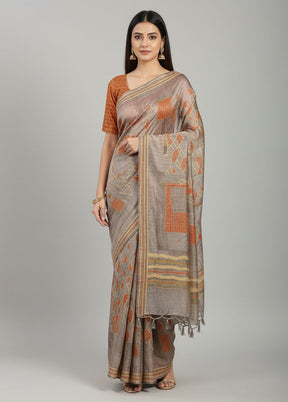 Multicolor Tussar Silk Saree With Blouse Piece