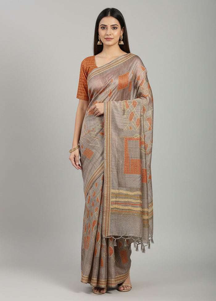 Multicolor Tussar Silk Saree With Blouse Piece