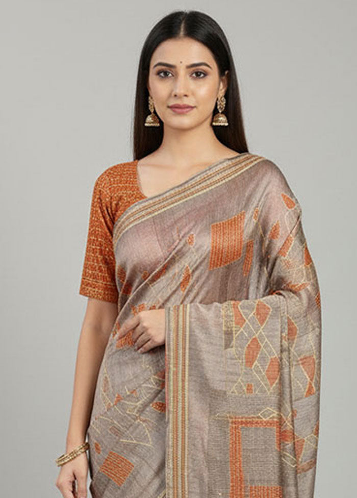 Multicolor Tussar Silk Saree With Blouse Piece