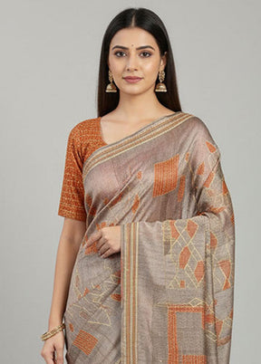 Multicolor Tussar Silk Saree With Blouse Piece