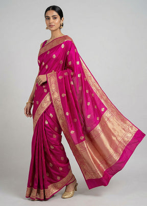 Pink Handloom Katan Pure Silk Saree With Blouse Piece