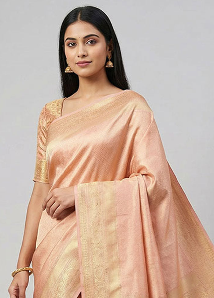 Pink Handloom Katan Pure Silk Saree With Blouse Piece