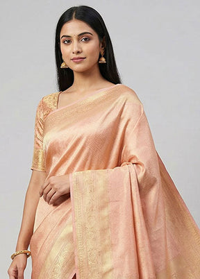 Pink Handloom Katan Pure Silk Saree With Blouse Piece