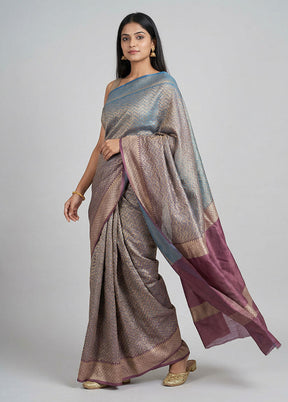 Purple Pure Cotton Saree With Blouse Piece