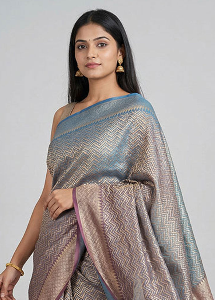 Purple Pure Cotton Saree With Blouse Piece