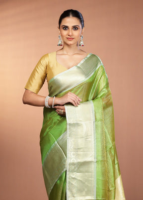 Green Tissue Silk Saree With Blouse Piece