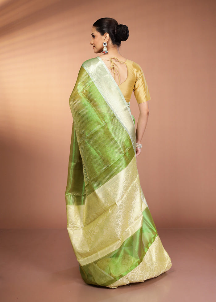Green Tissue Silk Saree With Blouse Piece