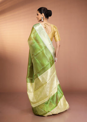 Green Tissue Silk Saree With Blouse Piece