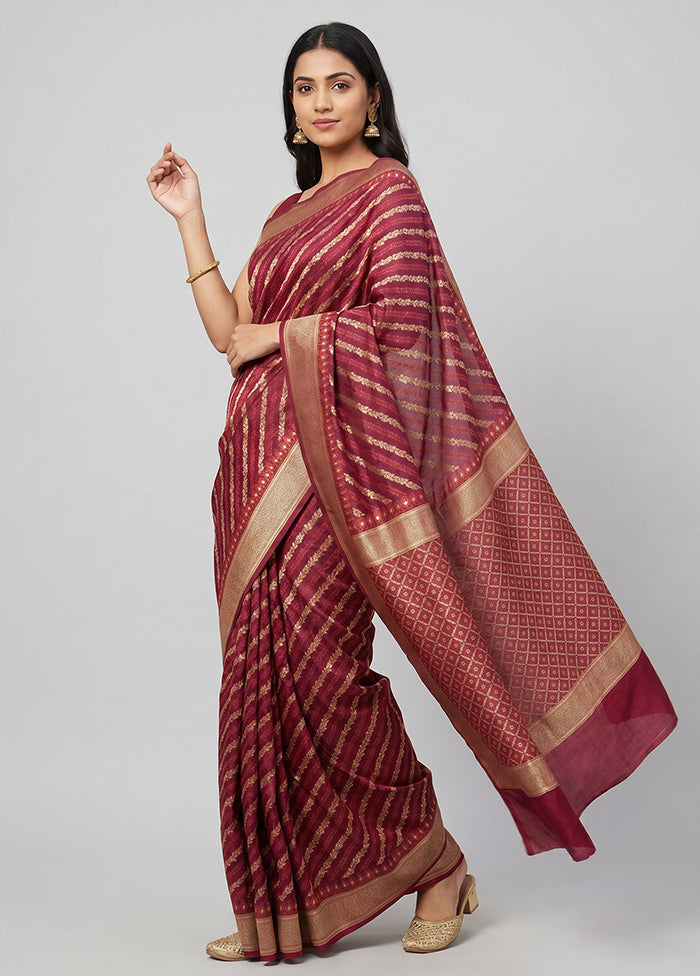 Purple Kora Silk Saree With Blouse Piece
