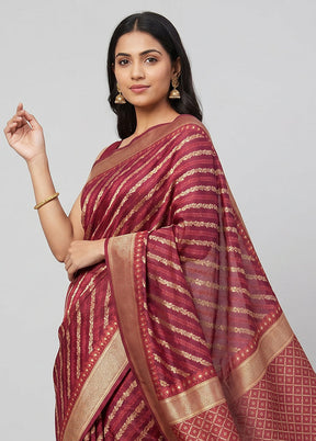 Purple Kora Silk Saree With Blouse Piece