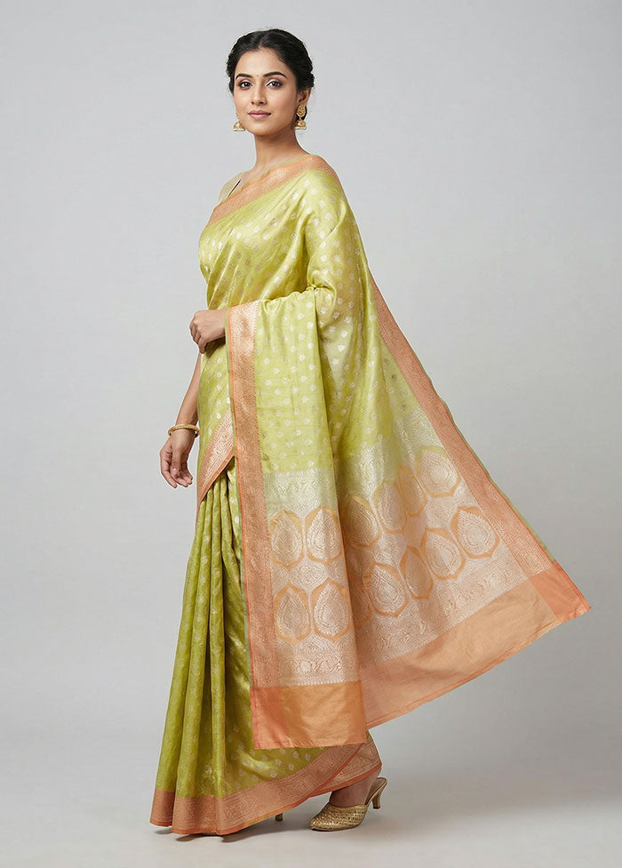 Green Tissue Silk Saree With Blouse Piece