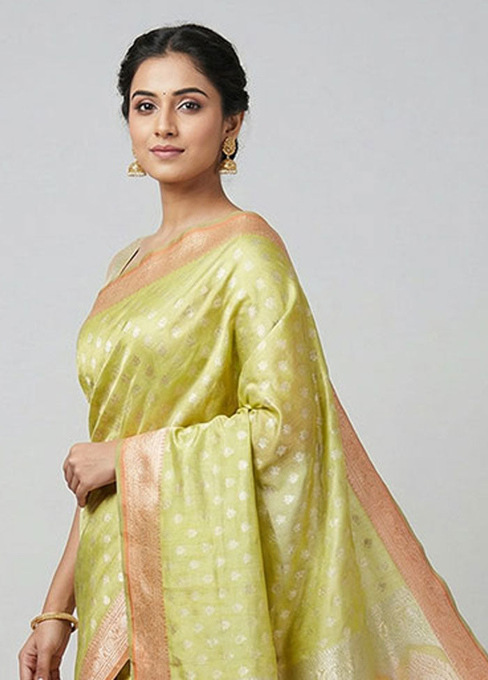 Green Tissue Silk Saree With Blouse Piece
